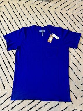 Rag & Bone Miles Short-Sleeve Pocket Tee in mid blue principal jersey.